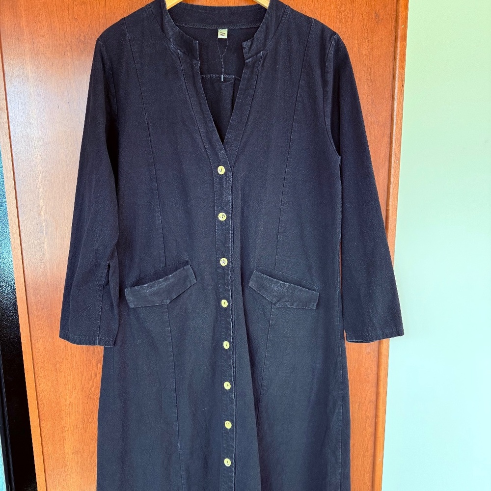 Handmade Black Linen Duster/Overcoat